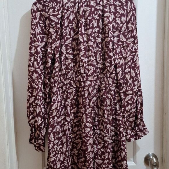 Madewell Smocked Y Neck floral mini dress size Large NWT - Picture 4 of 9